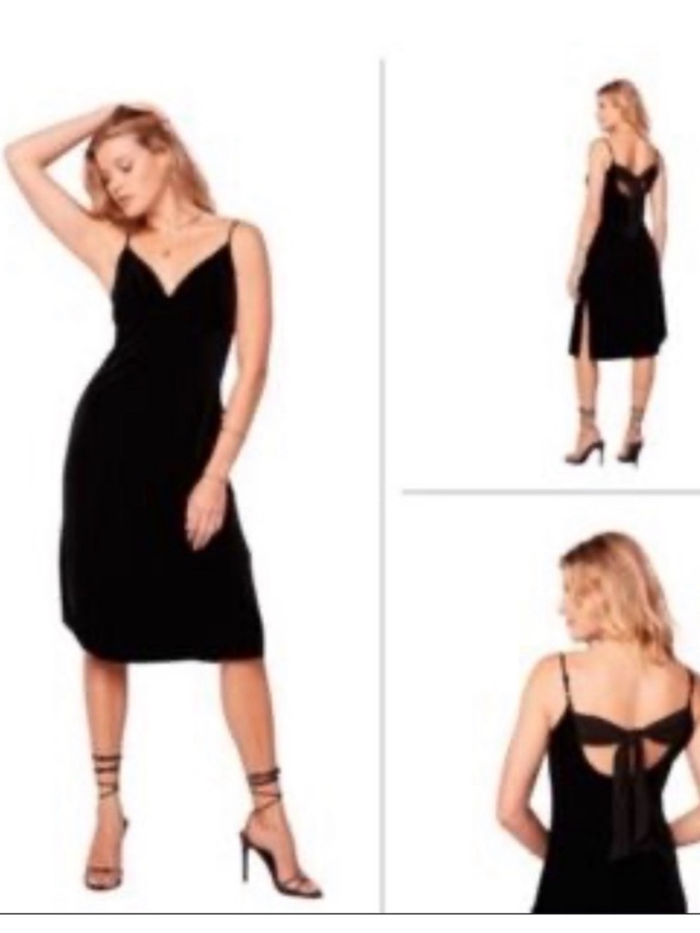 Band of the Free Velvet Midi Dress w Back Tie Detail -  Stretchy LBD